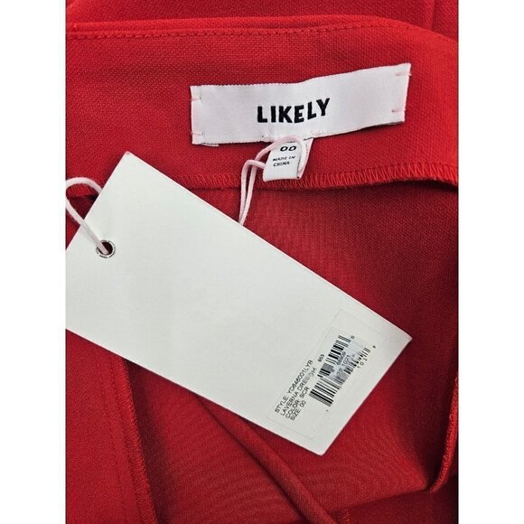 New Likely Laverna Ruffle Dress Womens 00 Red Mini Cocktail - Picture 6 of 8